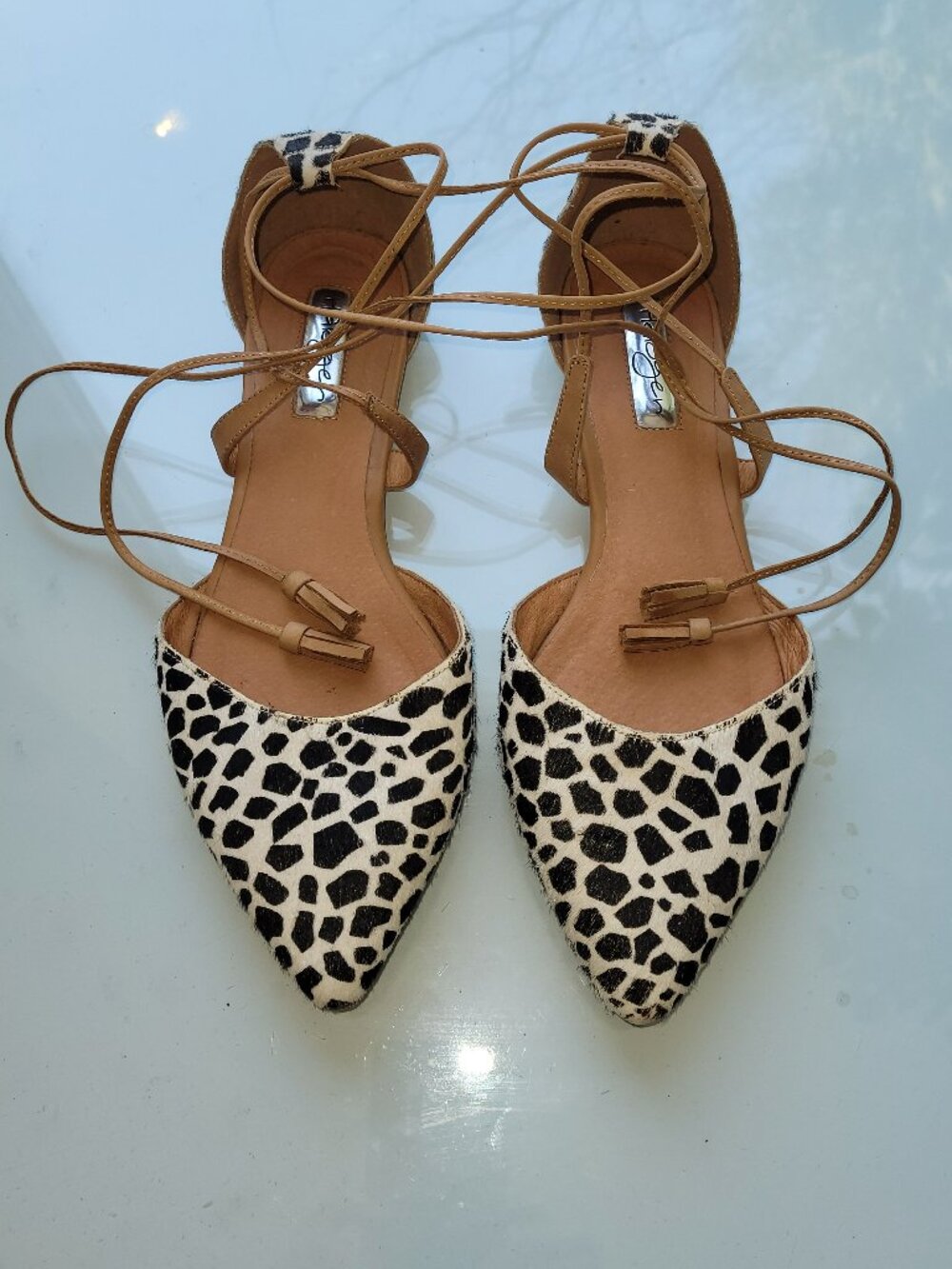 Halogen Animal Print Genuine Calf Hair Lace-up Flats Size 7M